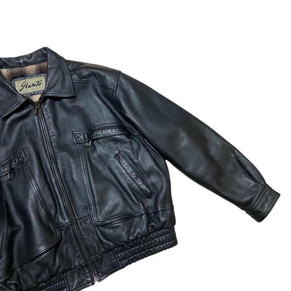 Vintage 1990s Gianti Collection Bomber Leather Jacket Streetwear Moto Jacket - Picture 3 of 16